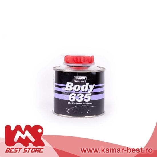 BODY 635 5:1 HS Filler cu Intaritor Filler acrilic 2K, potrivit pentru reparații spot de panouri și refinisări generale auto. Aderență excelentă la toate metalele și panourile OEM neșlefuite (E-COAT). Proprietăți de umplere ridicată. Raport de amestec 5:1 cu întăritor BODY 625 pentru grunduri.